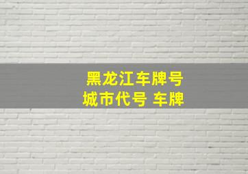 黑龙江车牌号城市代号 车牌